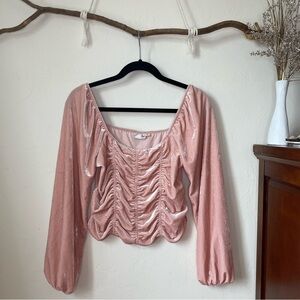 SO Pink Velvet Milkmaid Blouse NWOT